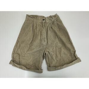 Kyoto Kasuals Womens Shorts Size 7 Brown Corduroy High Waisted Pleated Vintage